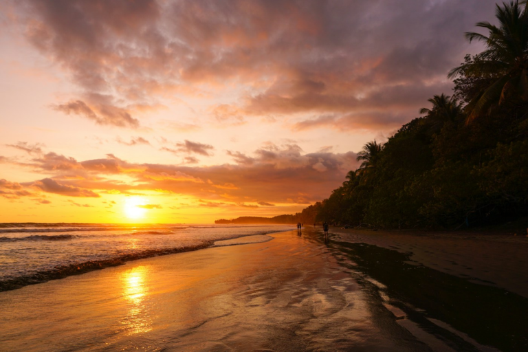 Sunset on the coast at Marino Ballena National Park